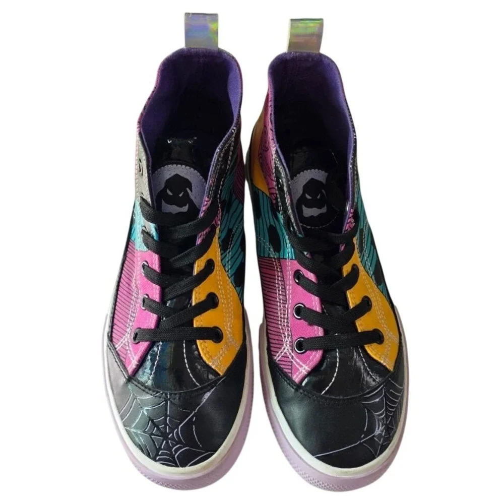 Disney Nightmare Before Christmas Jack Sally Patchwork High Top Sneakers Size 7